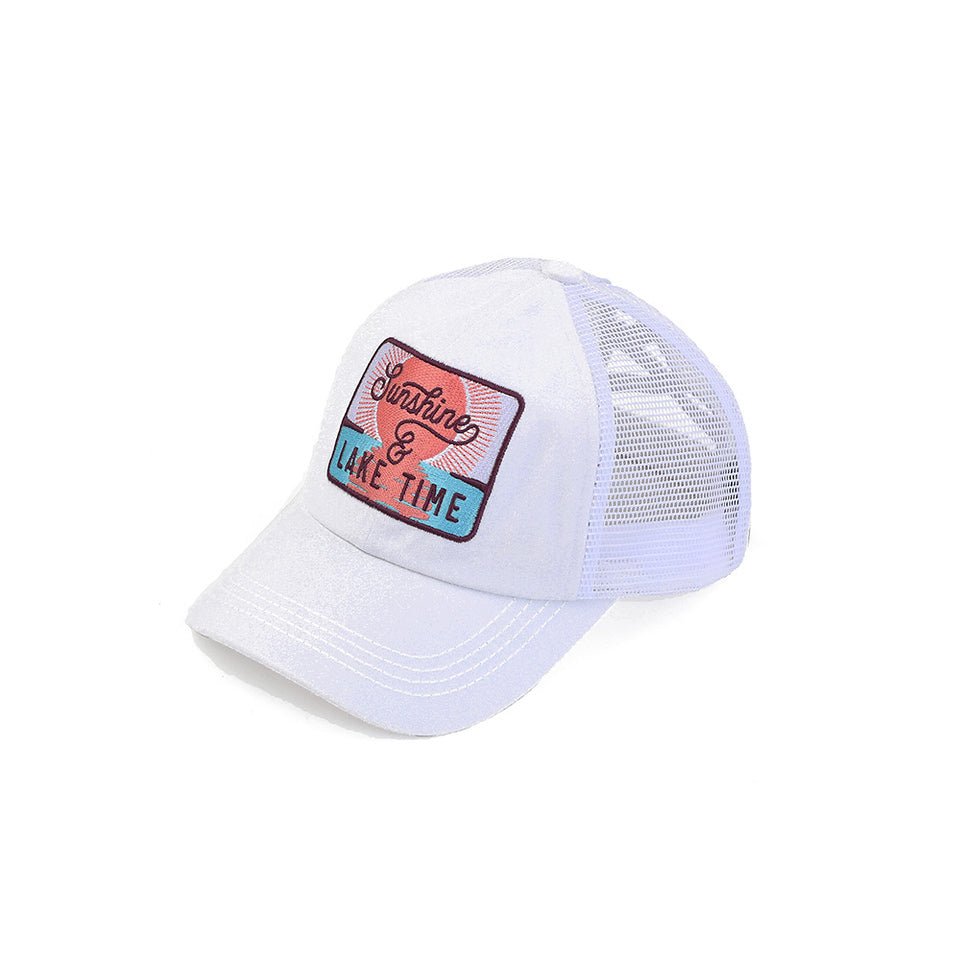 Sunshine & Lake Time Criss Cross Ponytail Hat by Funky Junque