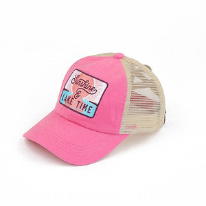 Sunshine & Lake Time Criss Cross Ponytail Hat by Funky Junque