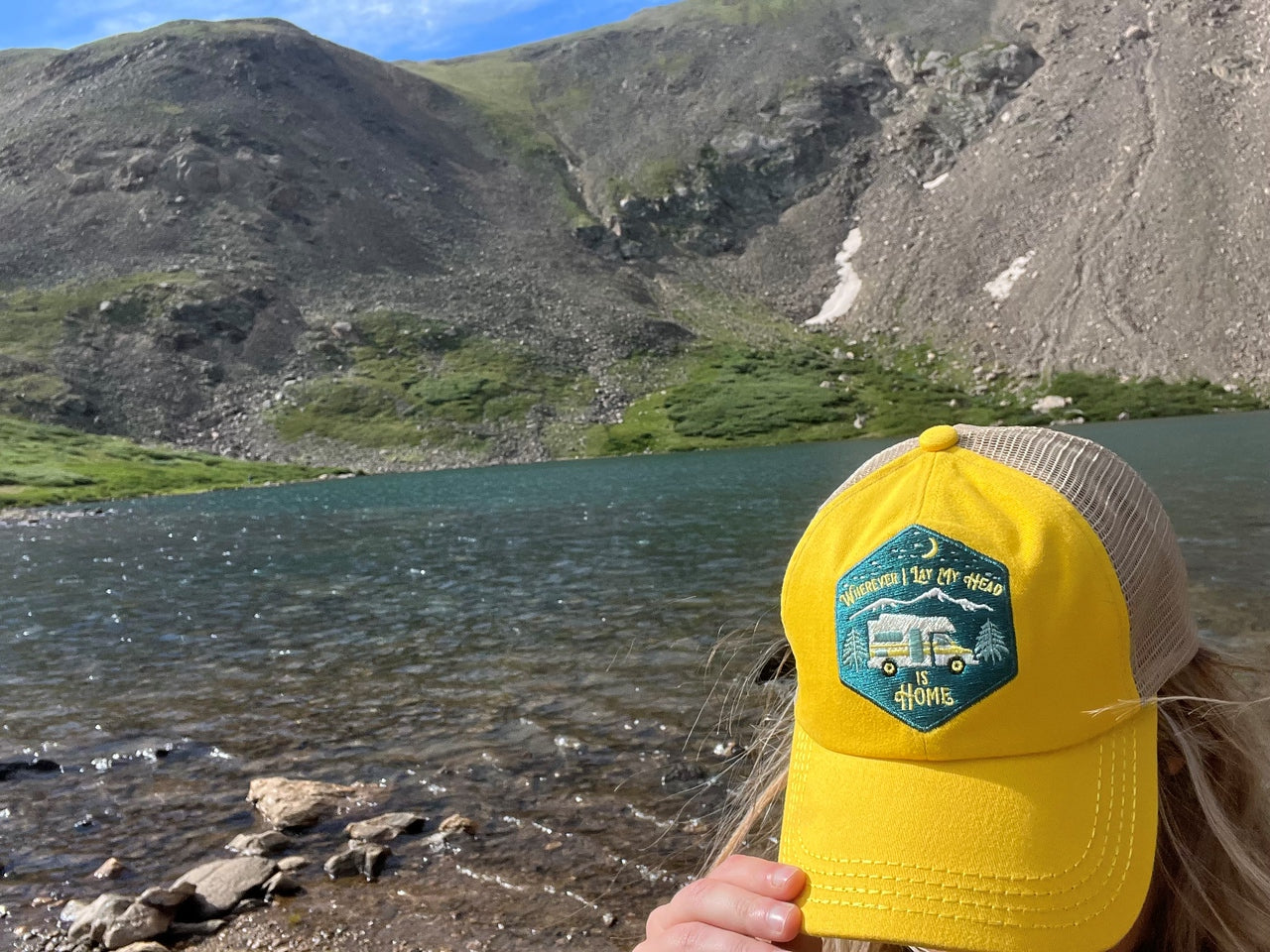 Wherever I Lay My Head is Home Criss Cross Ponytail Hat by Funky Junque