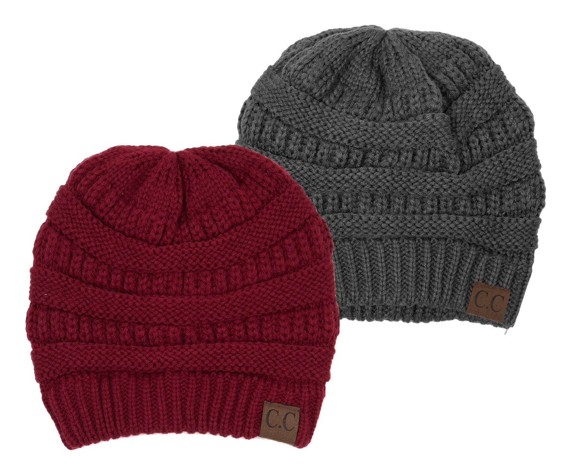 Classic Ribbed Cable Knit Beanie