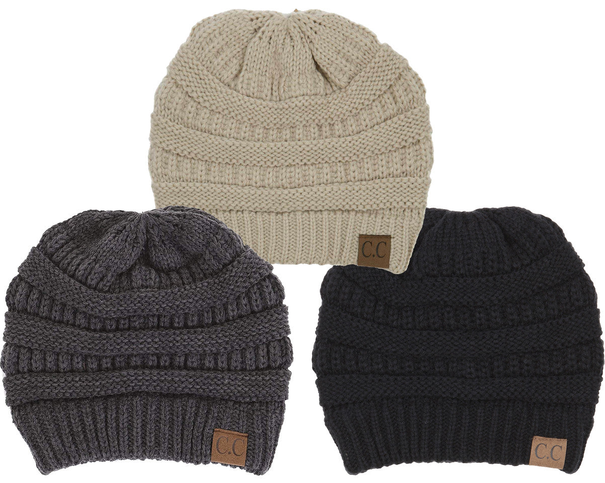Classic Ribbed Cable Knit Beanie