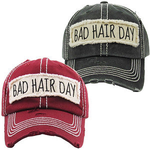 Bad Hair Day Distressed Patch Hat by Funky Junque
