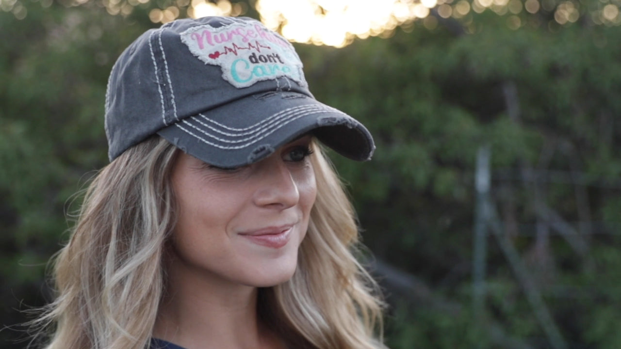 Nurse Hair Don't Care Distressed Patch Hat by Funky Junque
