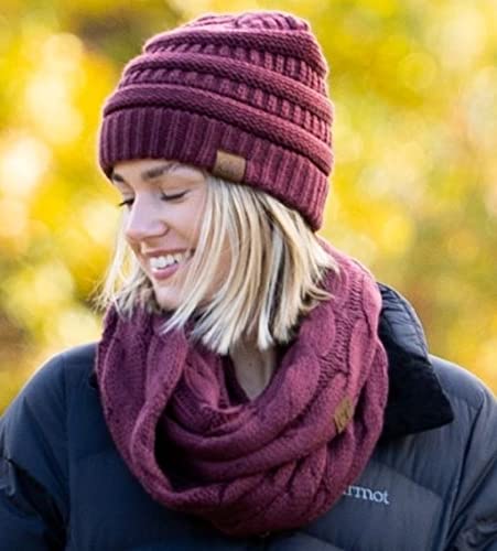 Earth Tones Knit Beanie & Infinity Scarf Matching Set by Funky Junque