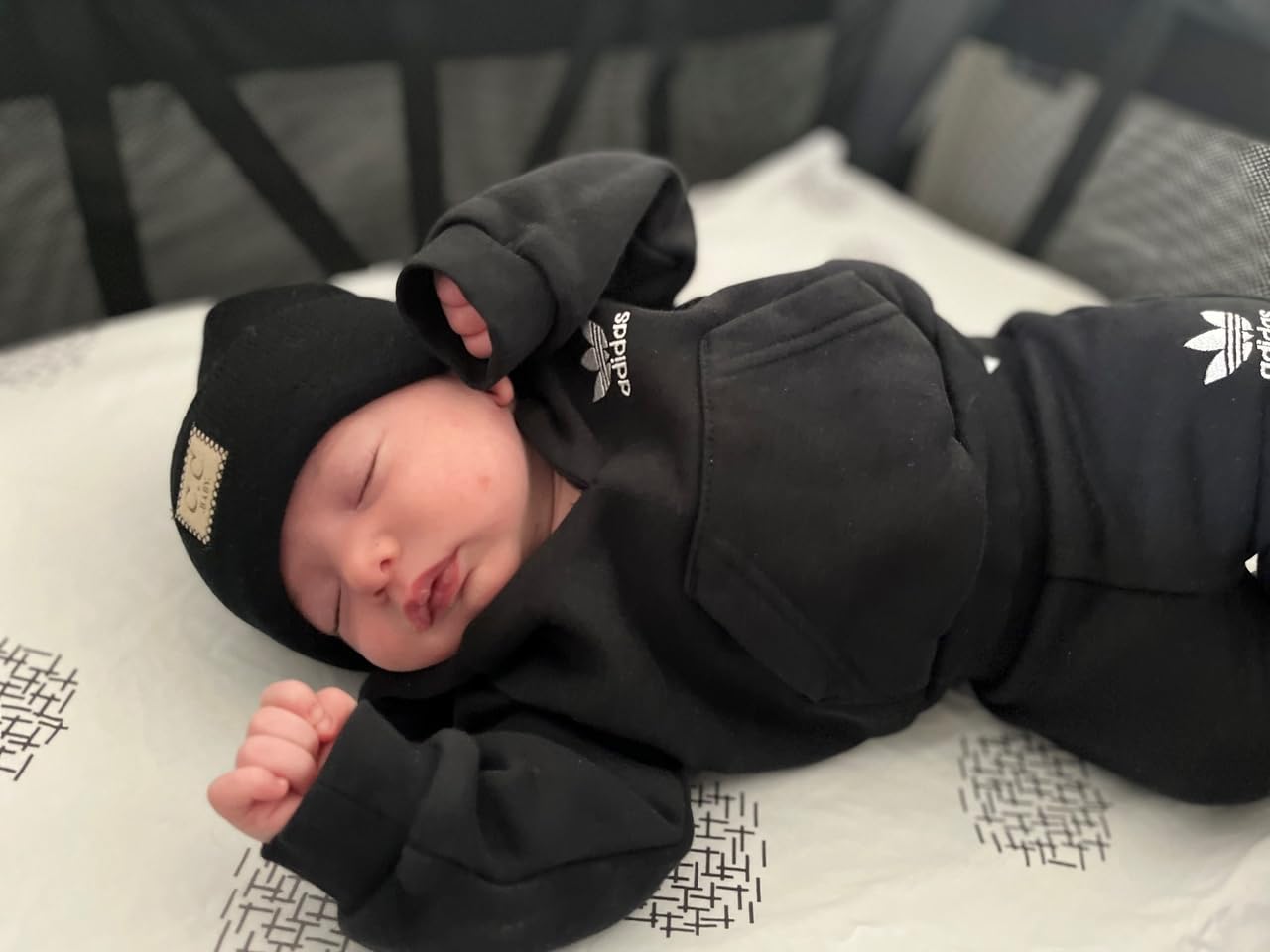 Suede Patch Baby Beanie by Funky Junque