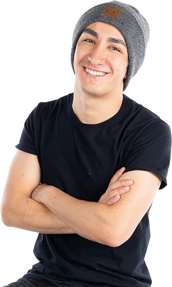 Classic Knit Leather Patch Beanie