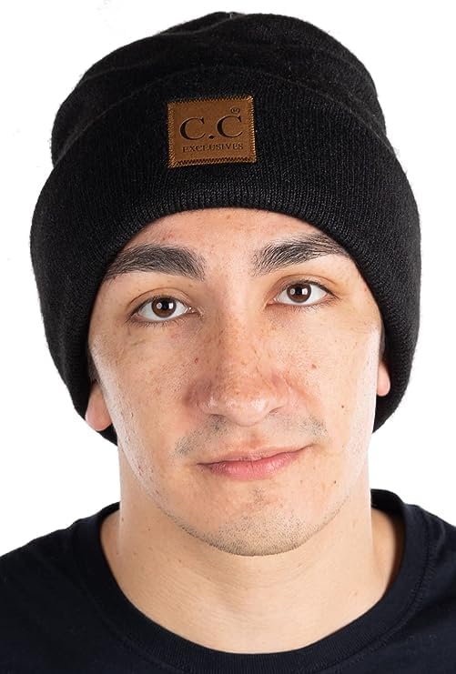 Classic Knit Leather Patch Beanie