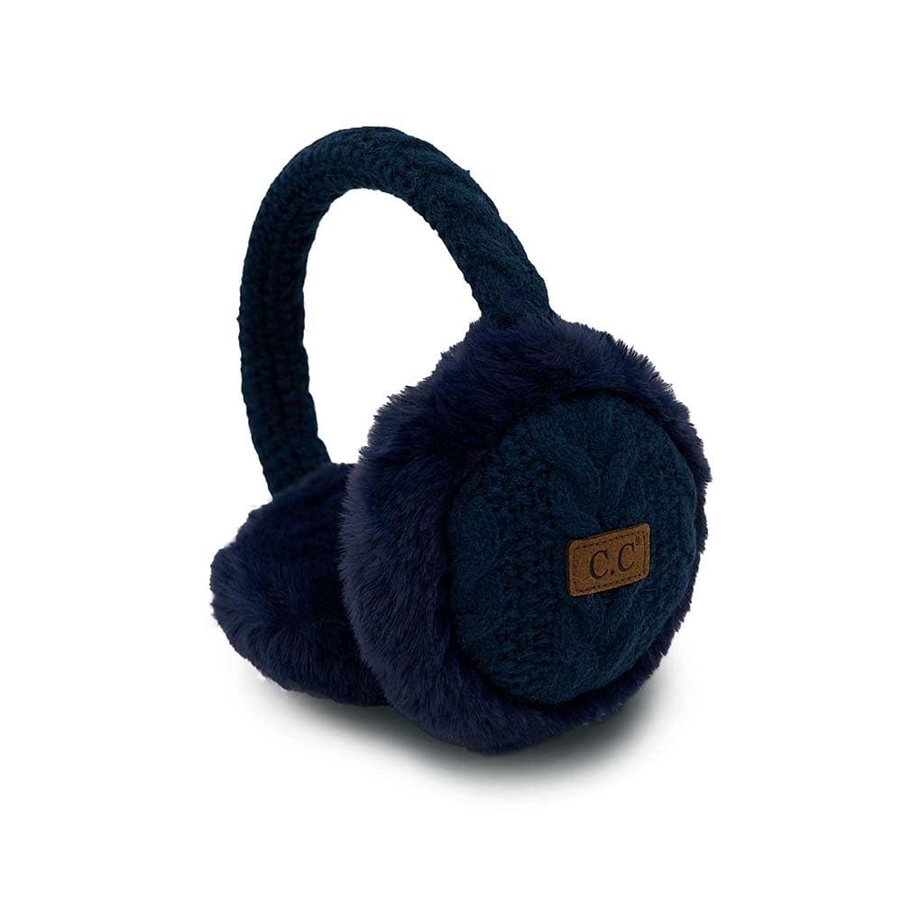 Cable Knit Adjustable Fuzzy Ear Muffs by Funky Junque