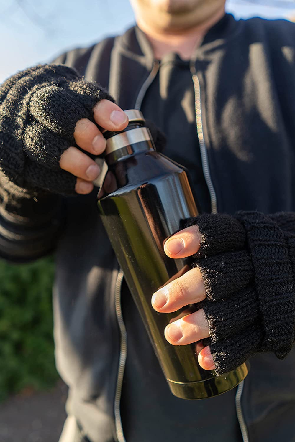 Ribbed Beanie & Convertible Gloves/Mittens Set by Funky Junque