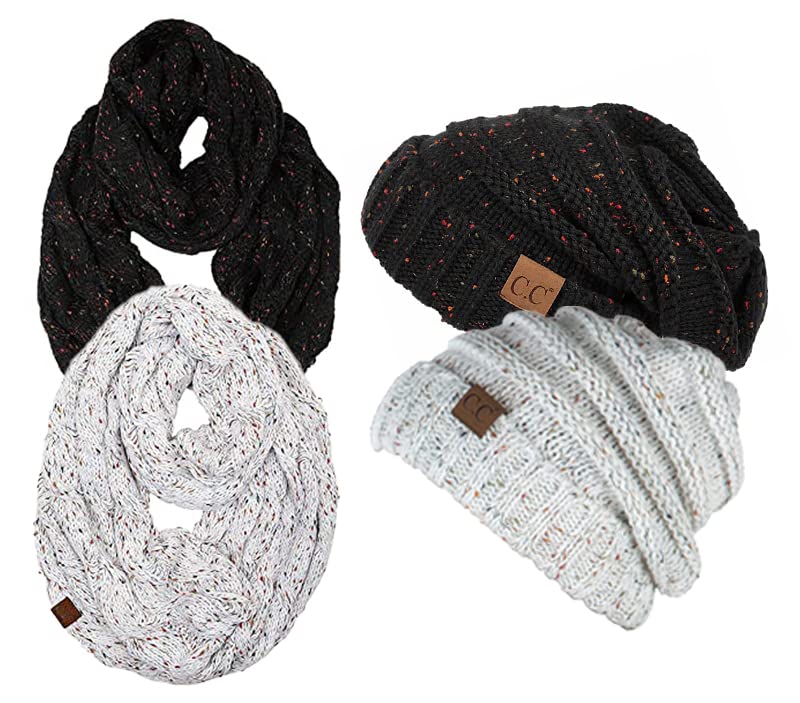 Confetti Oversized Slouchy Beanie & Infinity Scarf Set by Funky Junque