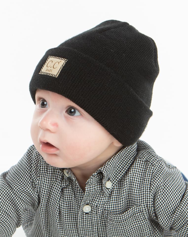Suede Patch Baby Beanie by Funky Junque