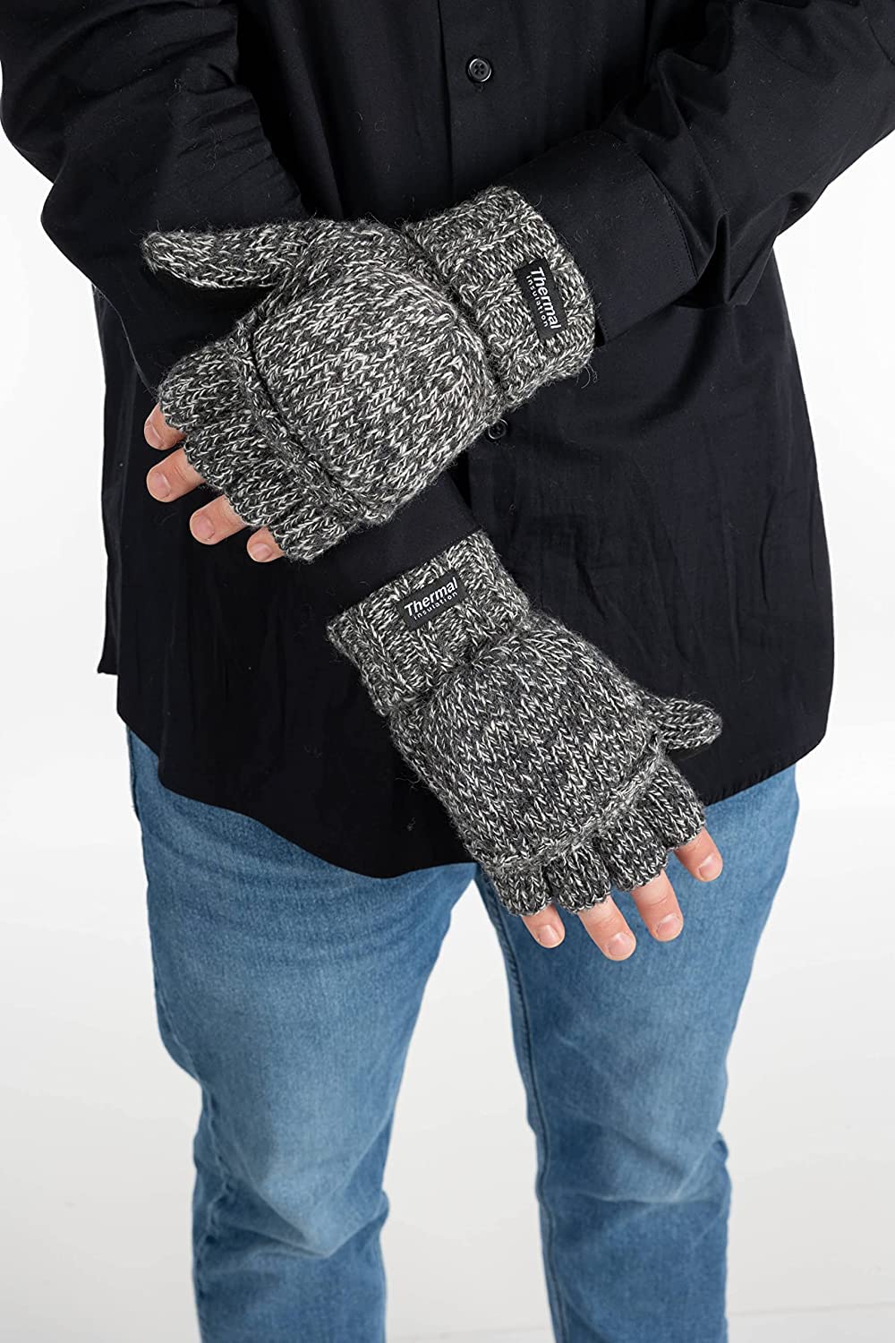 Ribbed Beanie & Convertible Gloves/Mittens Set by Funky Junque