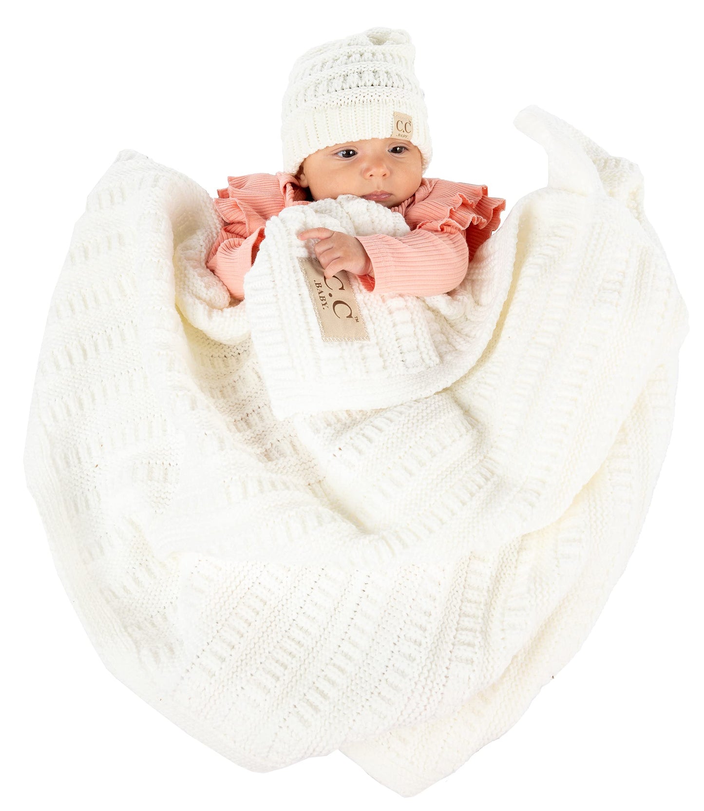 Funky Junque Large Soft Warm Lightweight Baby Throw Blanket with Matching Beanie