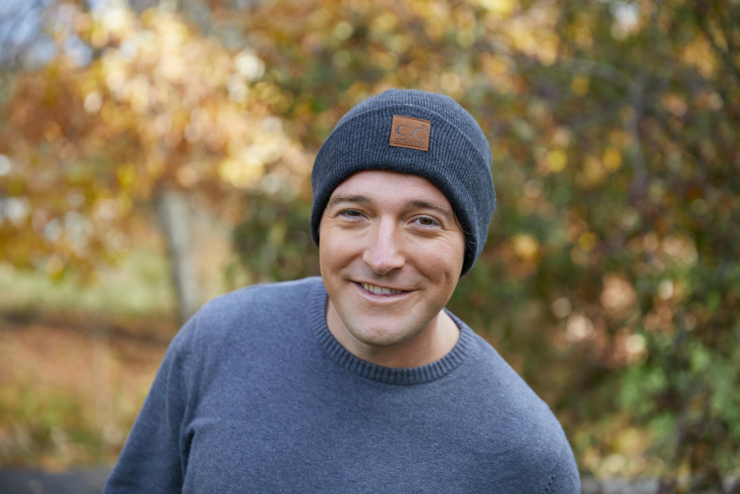 Classic Knit Leather Patch Beanie