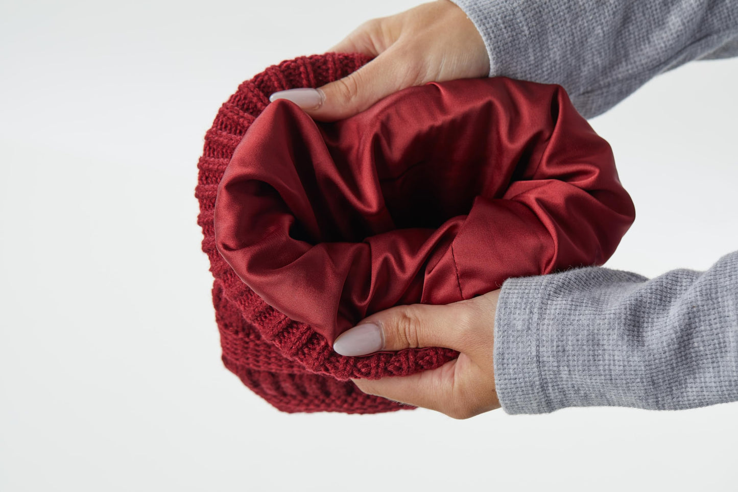 Satin Lined Ribbed Knit Beanie by Funky Junque