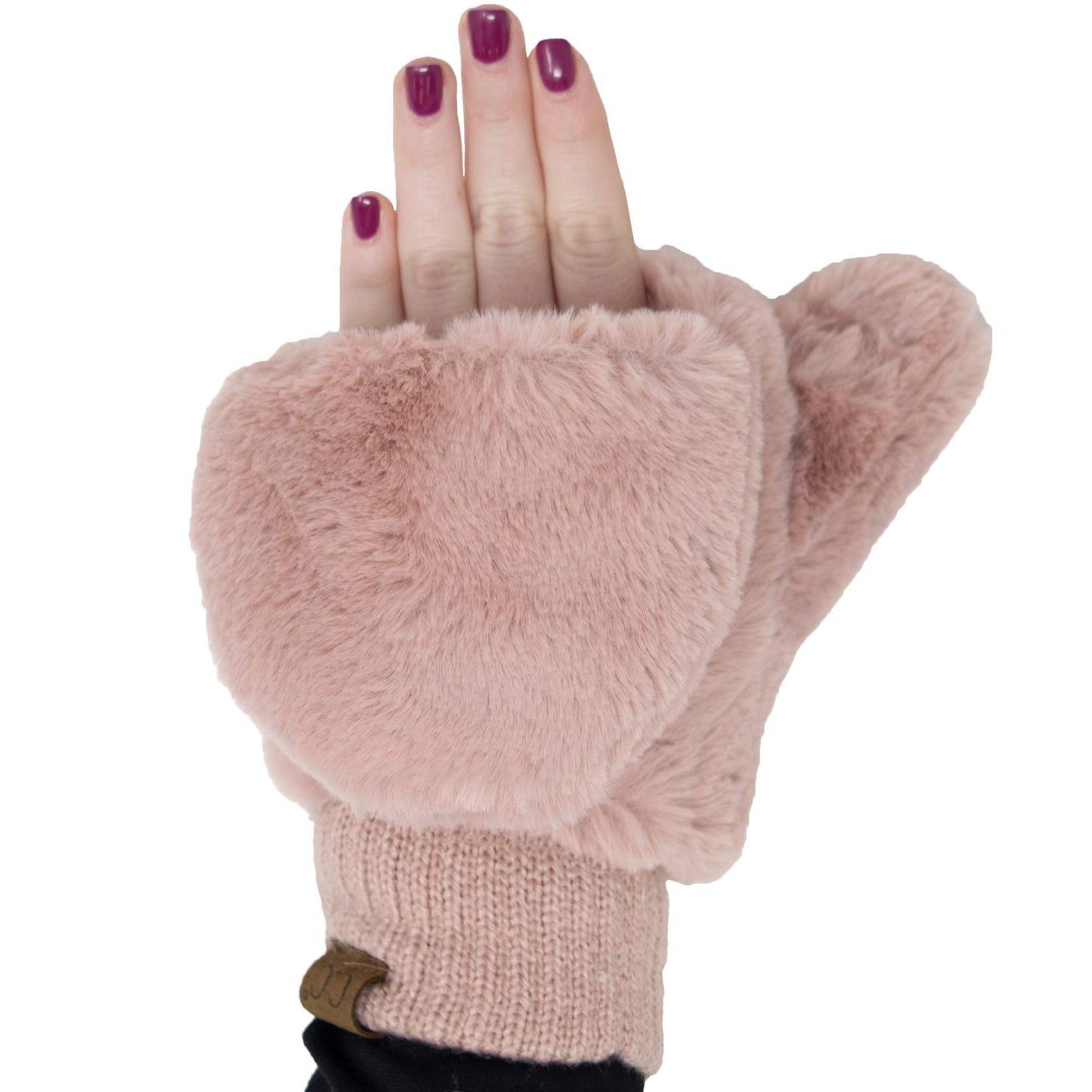 Faux Fur Convertible Mittens by Funky Junque