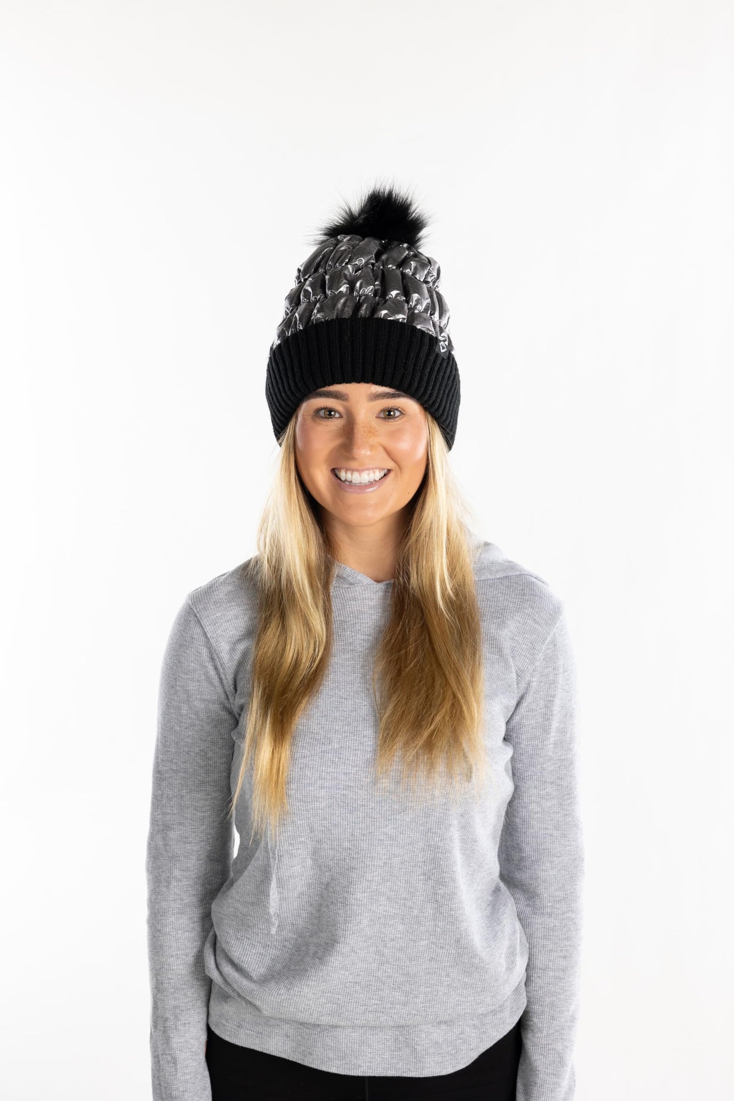 Puffer Beanie Faux Fur Pom by Funky Junque