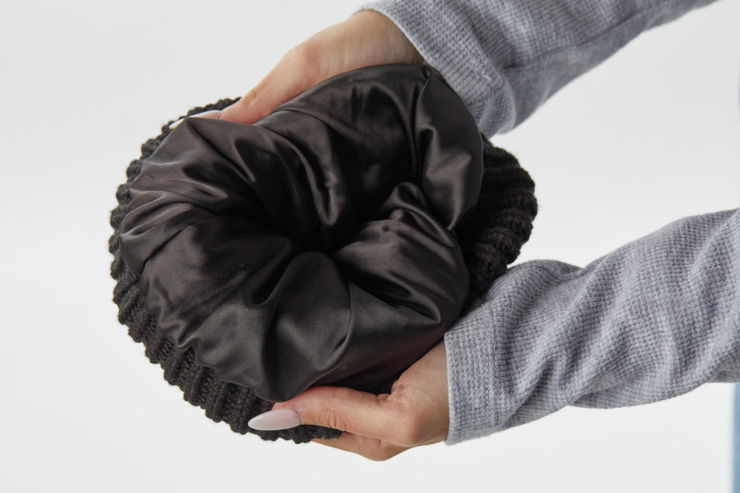 Satin Lined Ribbed Knit Beanie by Funky Junque