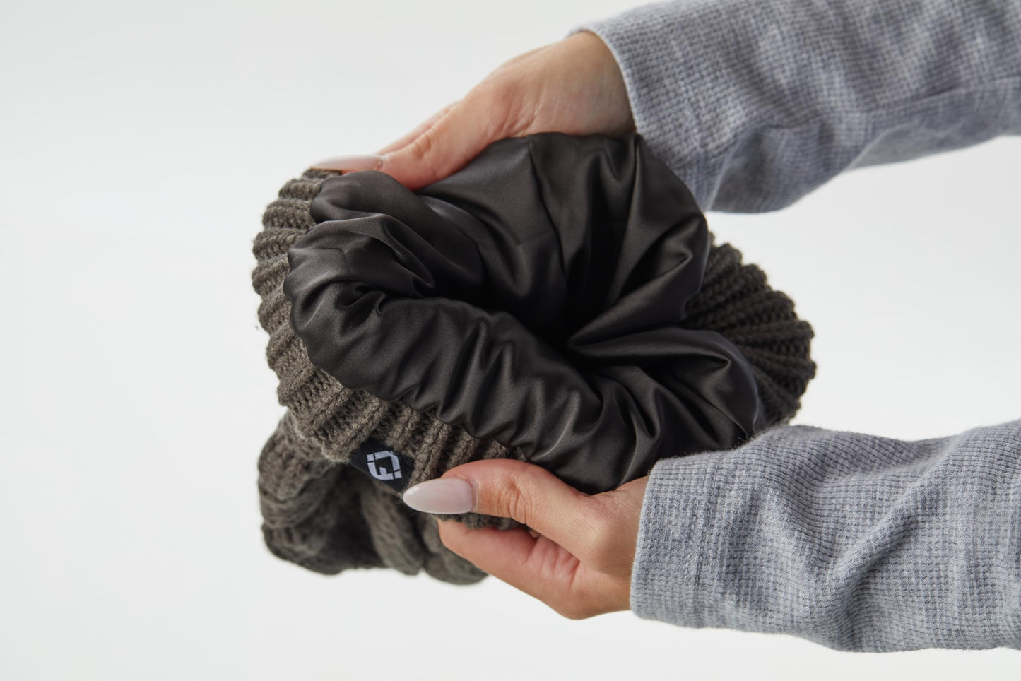 Satin Lined Ribbed Knit Beanie by Funky Junque