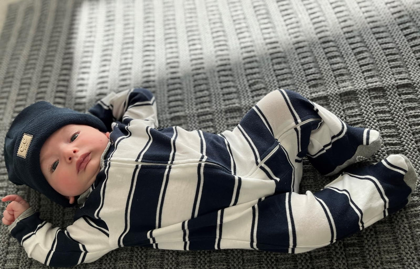 Suede Patch Baby Beanie by Funky Junque