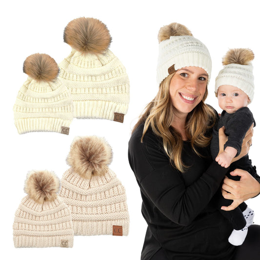 Funky Junque Mommy and Me Pom Beanies
