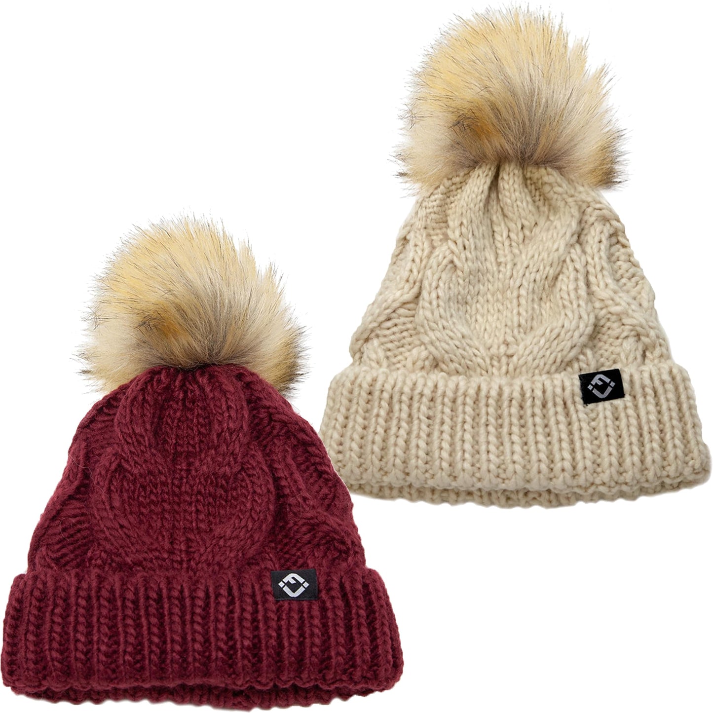 Baby Cable Knit Fleece Lined Pom Beanie by Funky Junque