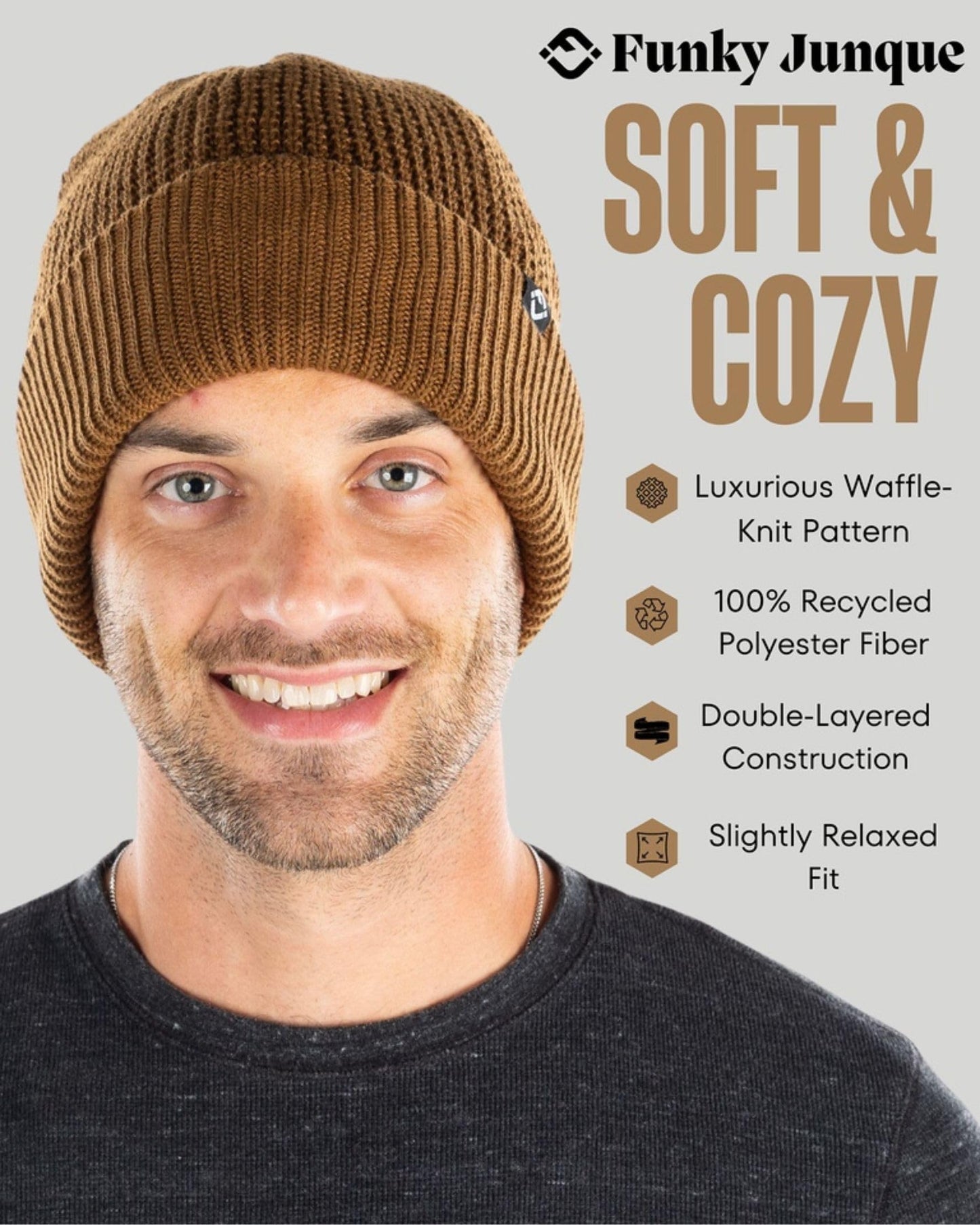 Waffle Knit Double Layer Beanie by Funky Junque