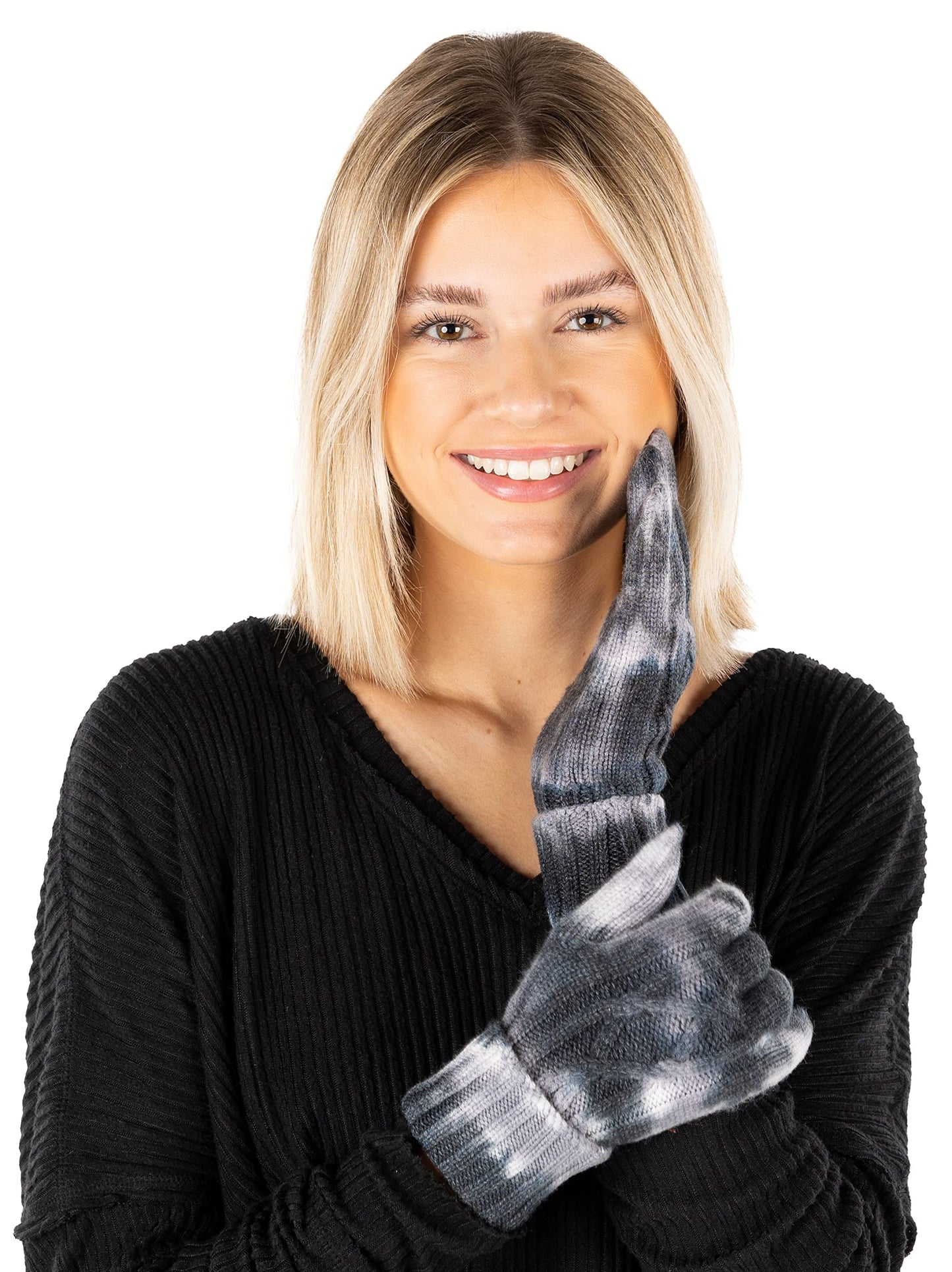 Tie Dye Cable Knit Gloves by Funky Junque