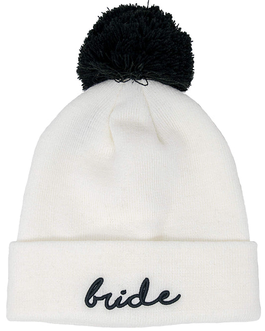 Bride/Squad Embroidered Pom Beanie by Funky Junque