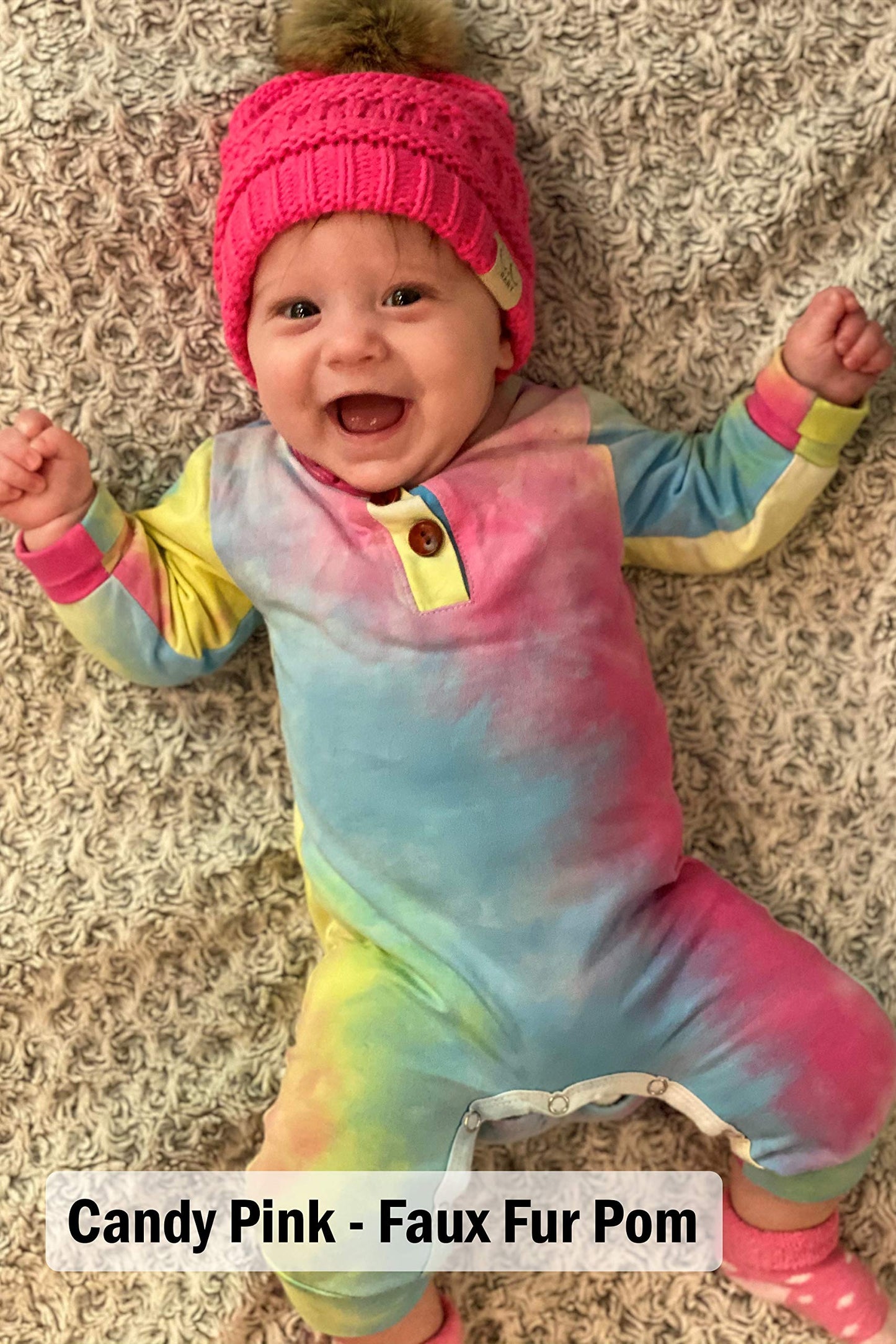 Funky Junque Baby Beanie - Navy & Heather Grey Double POM (2 Pack)