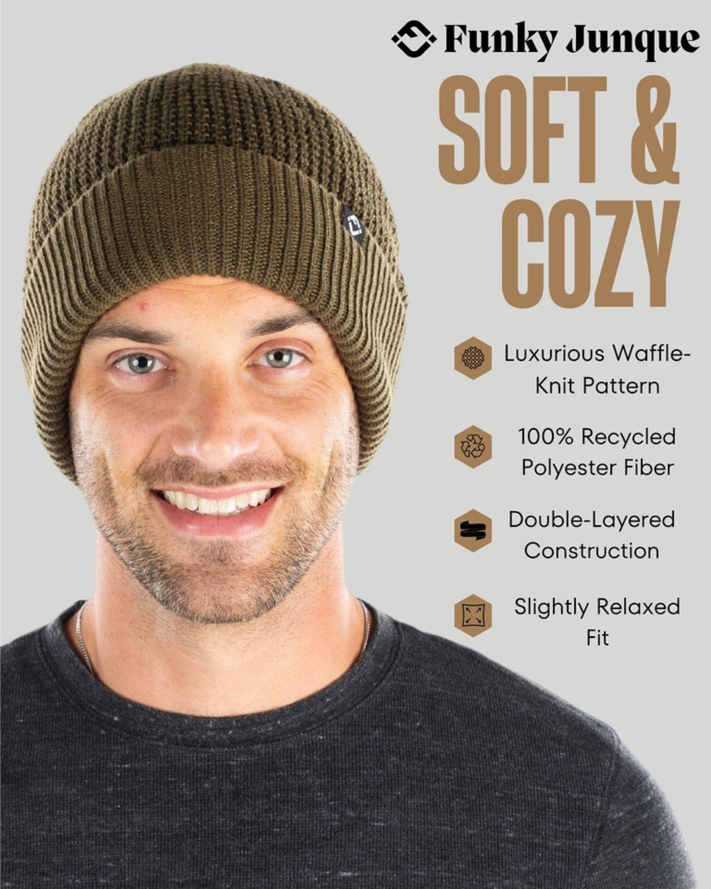 Waffle Knit Double Layer Beanie by Funky Junque