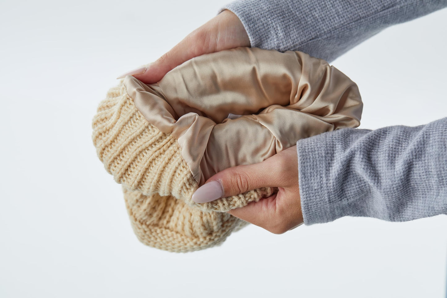 Satin Lined Ribbed Knit Beanie by Funky Junque