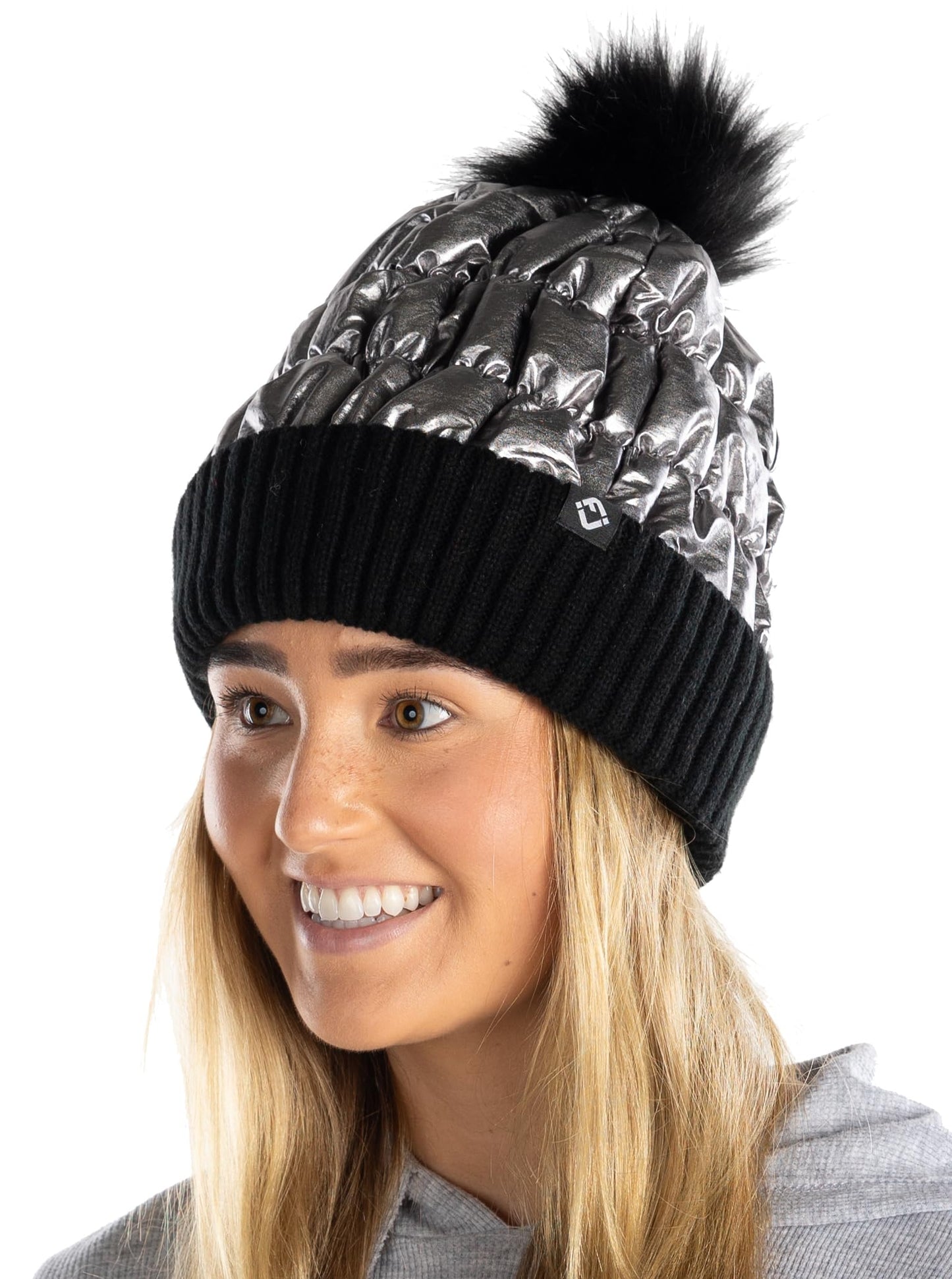 Puffer Beanie Faux Fur Pom by Funky Junque