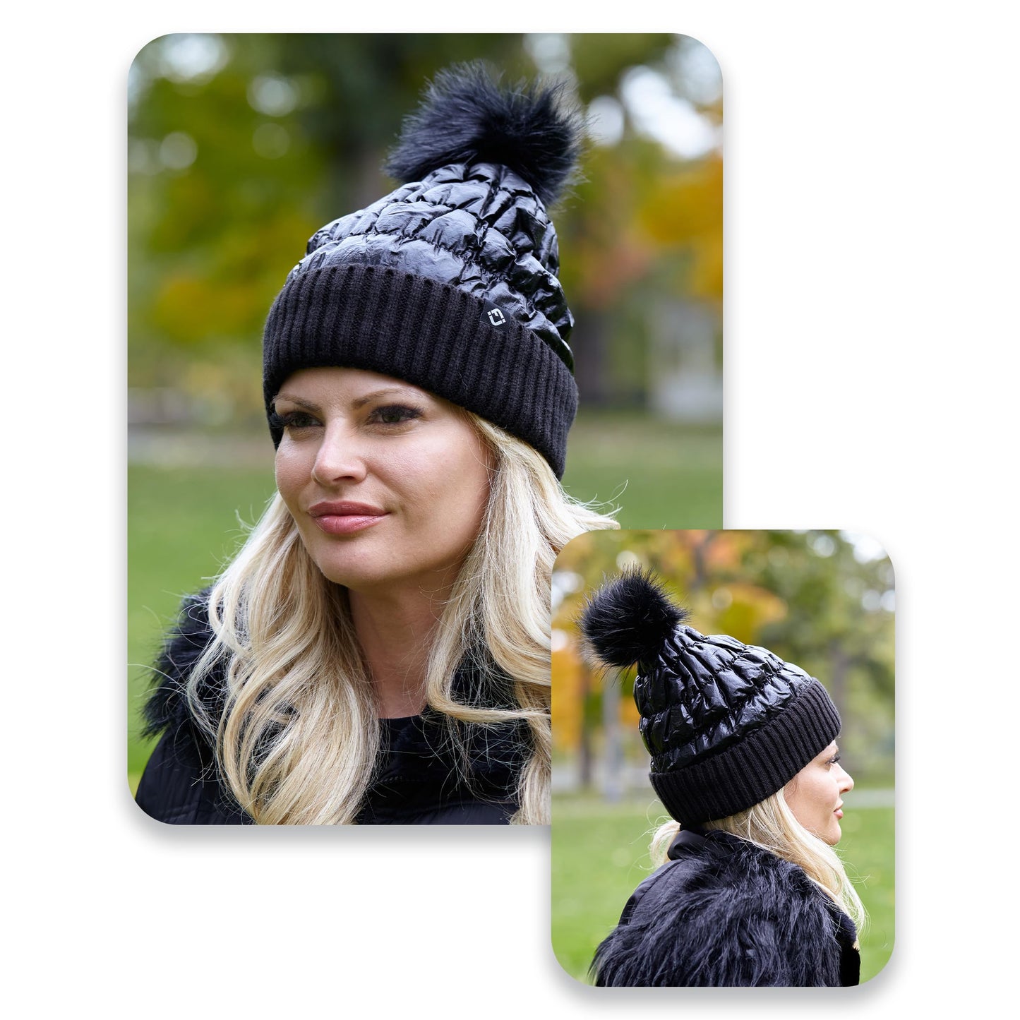 Puffer Beanie Faux Fur Pom by Funky Junque