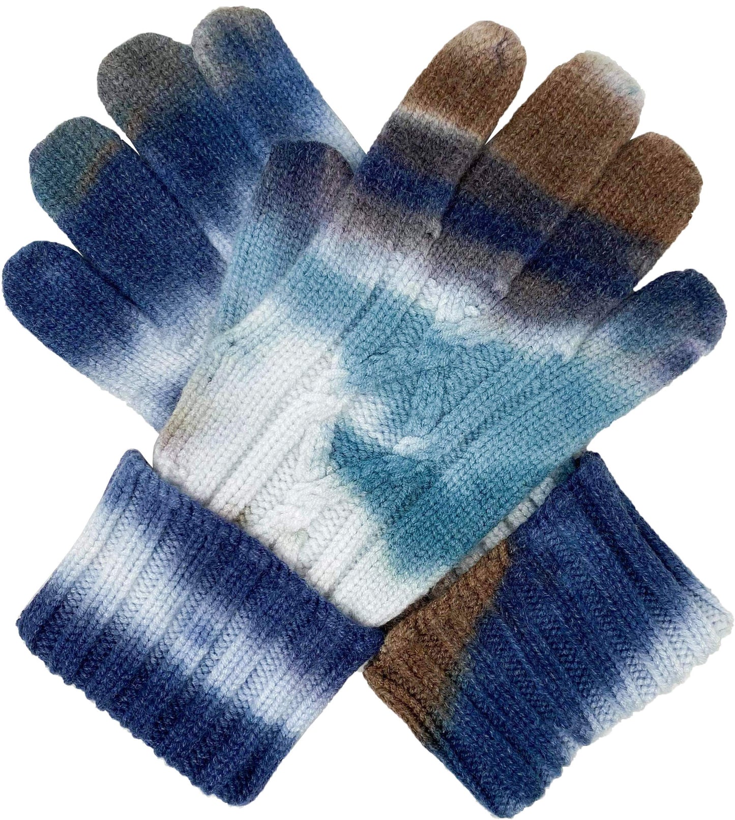 Tie Dye Cable Knit Gloves by Funky Junque