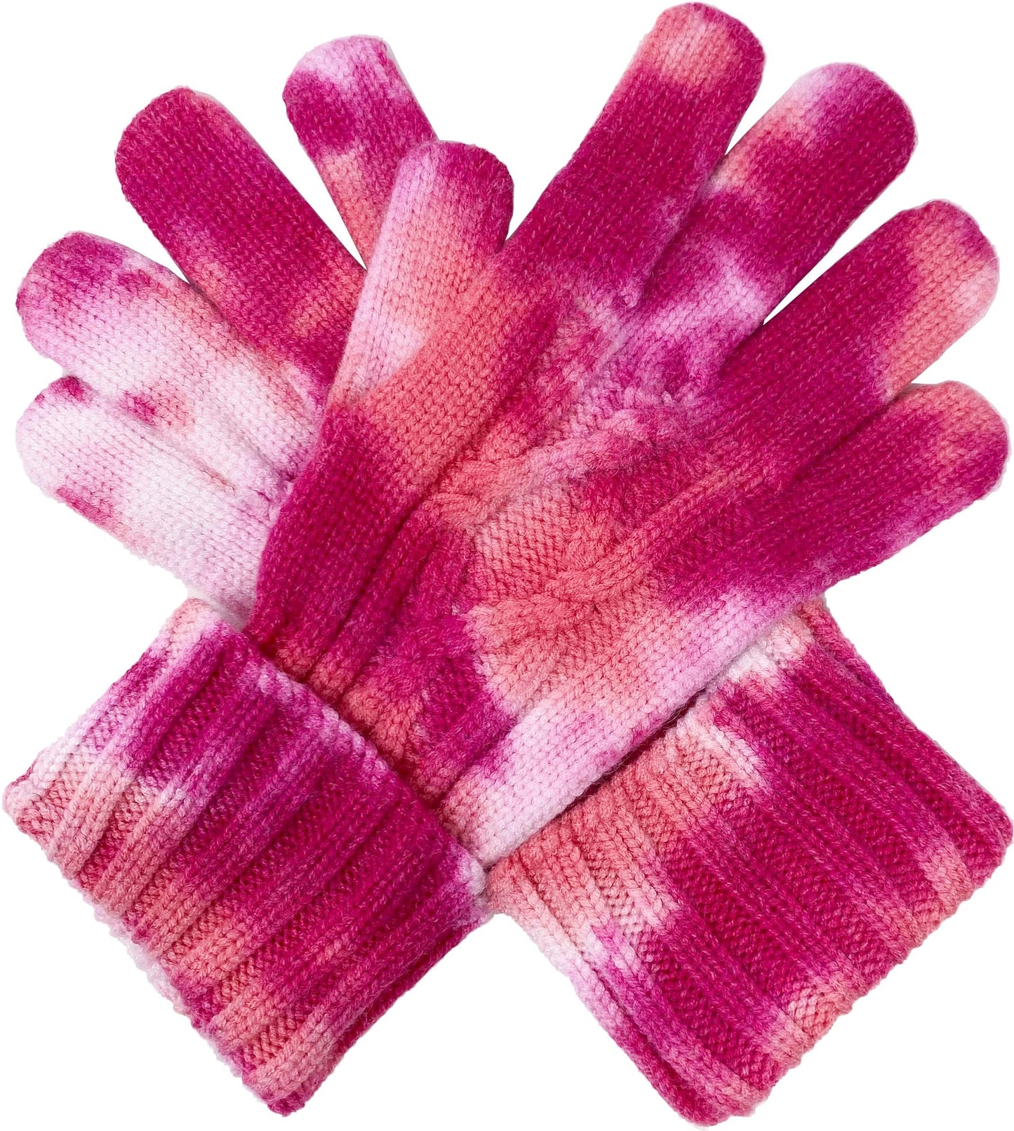 Tie Dye Cable Knit Gloves by Funky Junque