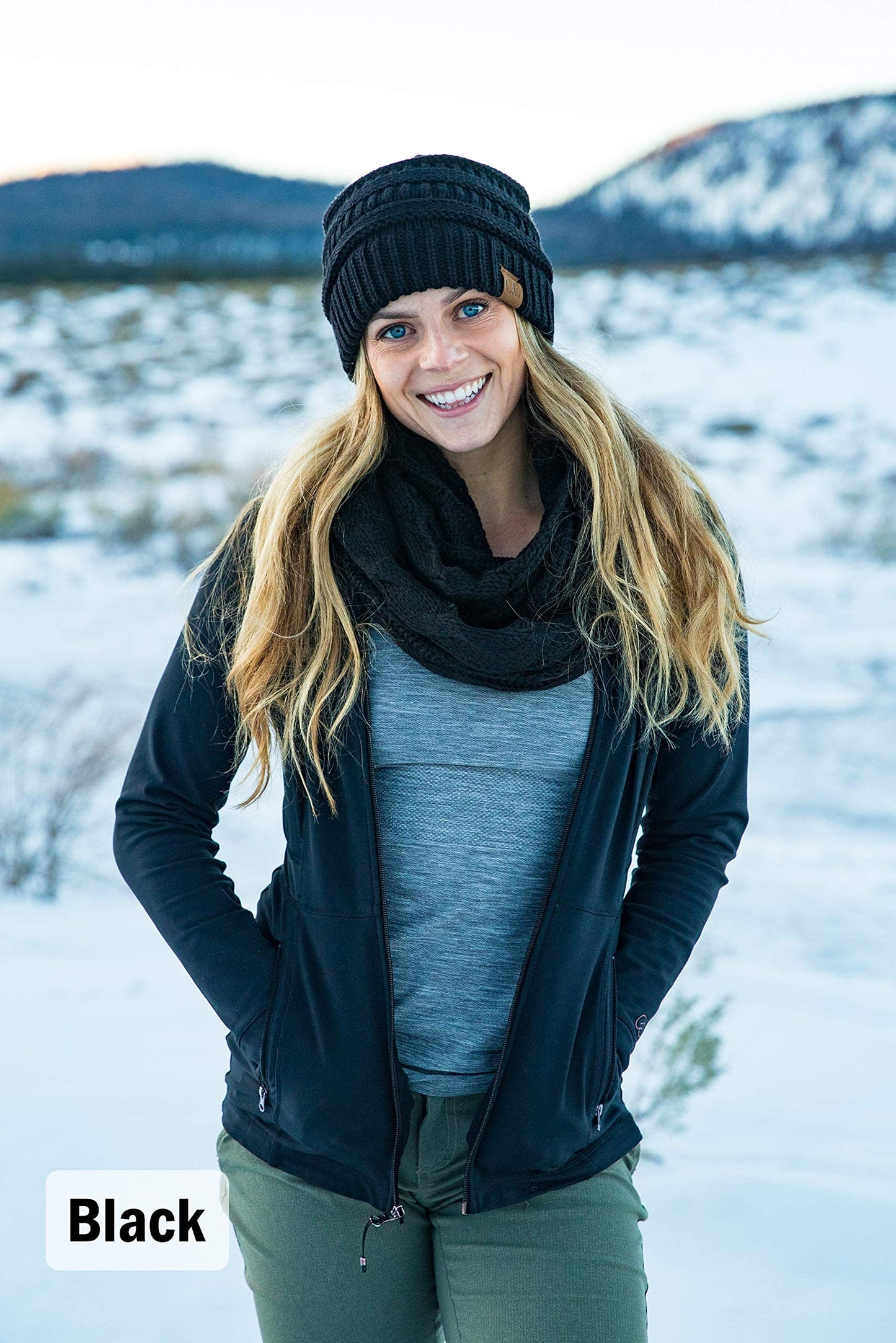 Earth Tones Knit Beanie & Infinity Scarf Matching Set by Funky Junque