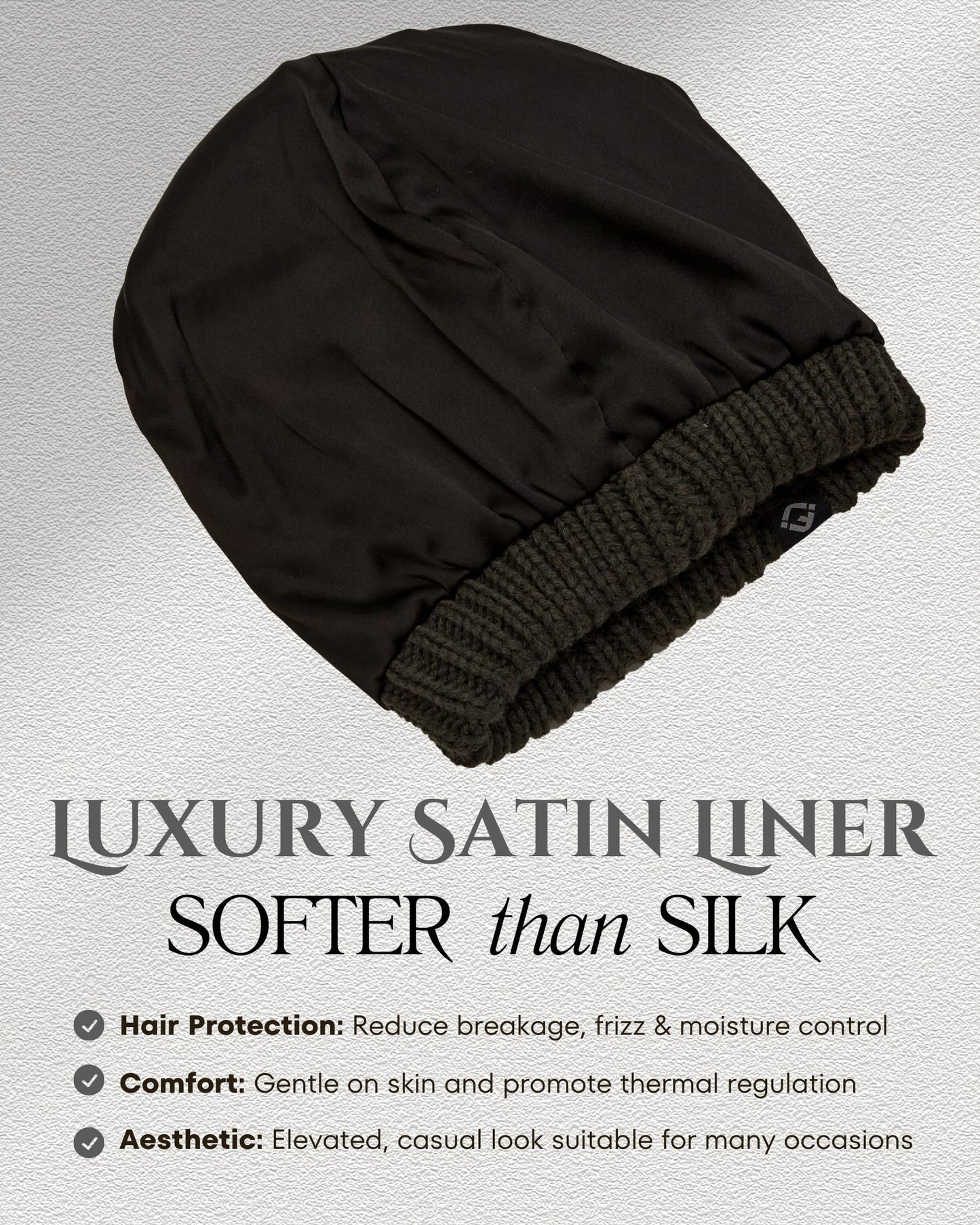 Satin Lined Ribbed Knit Beanie by Funky Junque