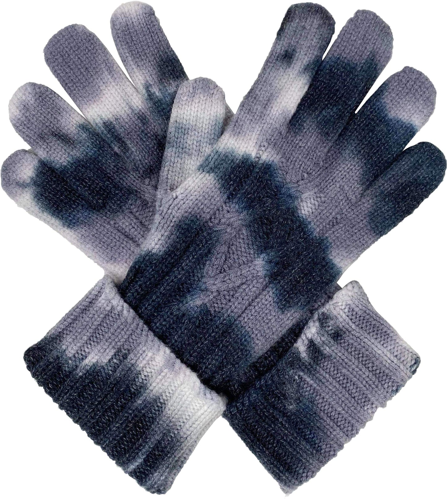 Tie Dye Cable Knit Gloves by Funky Junque