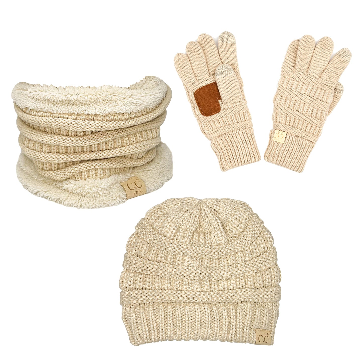 Kids Beanie, Neck Warmer & Gloves Matching Set by Funky Junque
