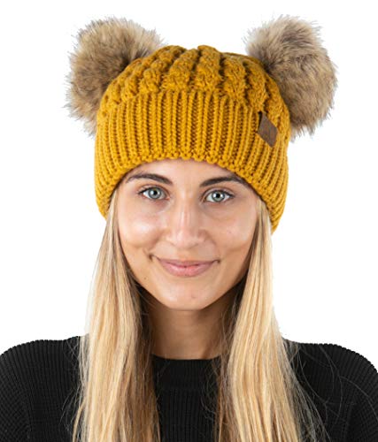 Double Pom Faux Fur Beanie by Funky Junque