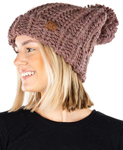 Chunky Knit Jumbo Yarn Pom Beanie by Funky Junque