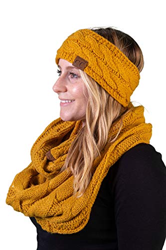 Solid Knit Lined Headwrap and Infinity Scarf Set by Funky Junque