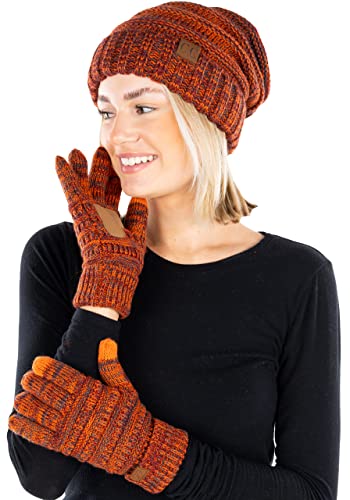 Multicolor Oversized Beanie & Gloves Matching Set by Funky Junque