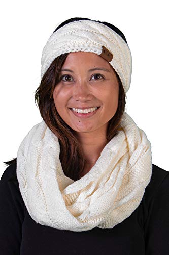 Solid Knit Lined Headwrap and Infinity Scarf Set by Funky Junque