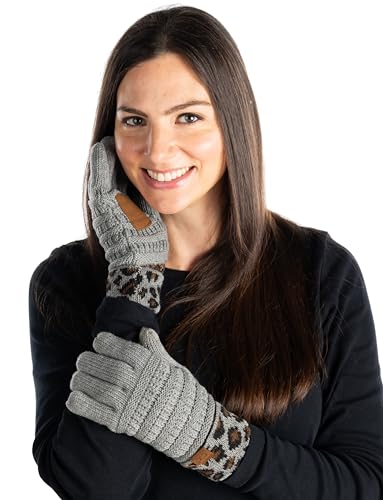 Leopard Knit Fleece Lined Gloves by Funky Junque