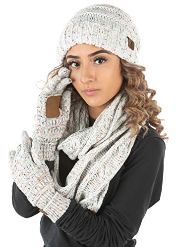Confetti Matching Infinity Scarf, Oversized Beanie & Gloves Set by Funky Junque