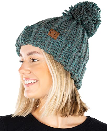 Chunky Knit Jumbo Yarn Pom Beanie by Funky Junque