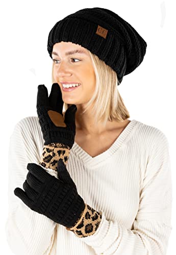 Multicolor Oversized Beanie & Gloves Matching Set by Funky Junque