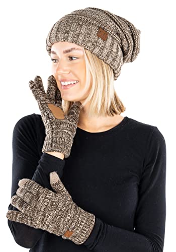 Multicolor Oversized Beanie & Gloves Matching Set by Funky Junque